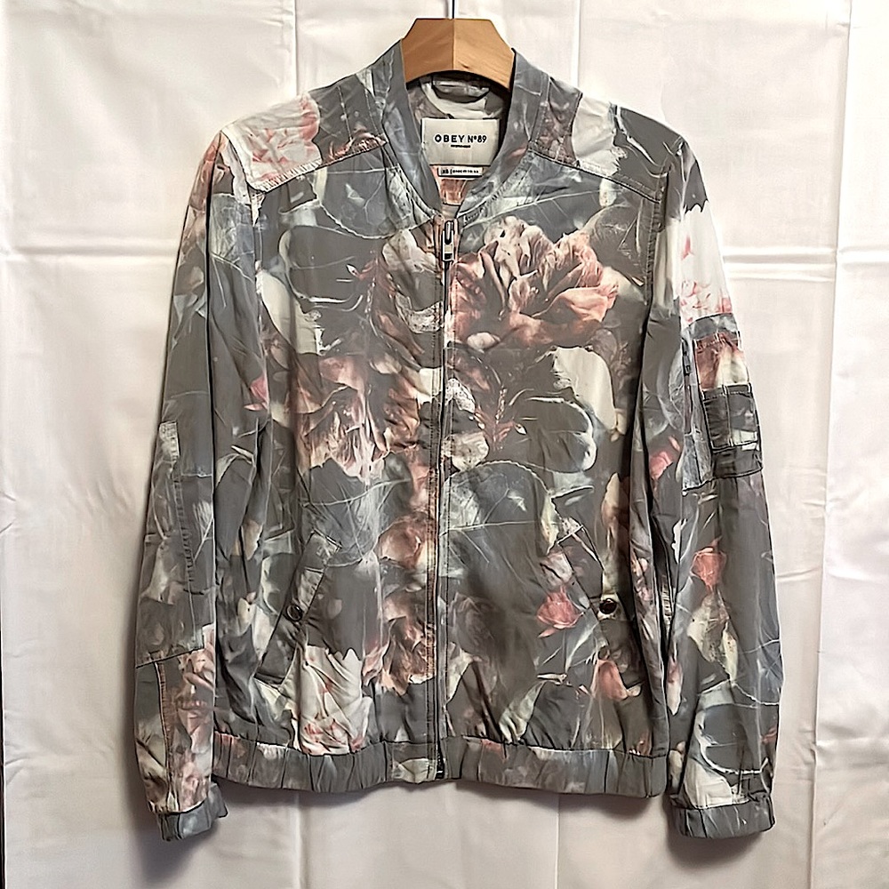 OBEY Lightweight Zip Floral Bomber-Style Jacket - Picture 1 of 9